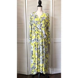 H&M Wide Cut Long Sleeve Floral Maxi Dress